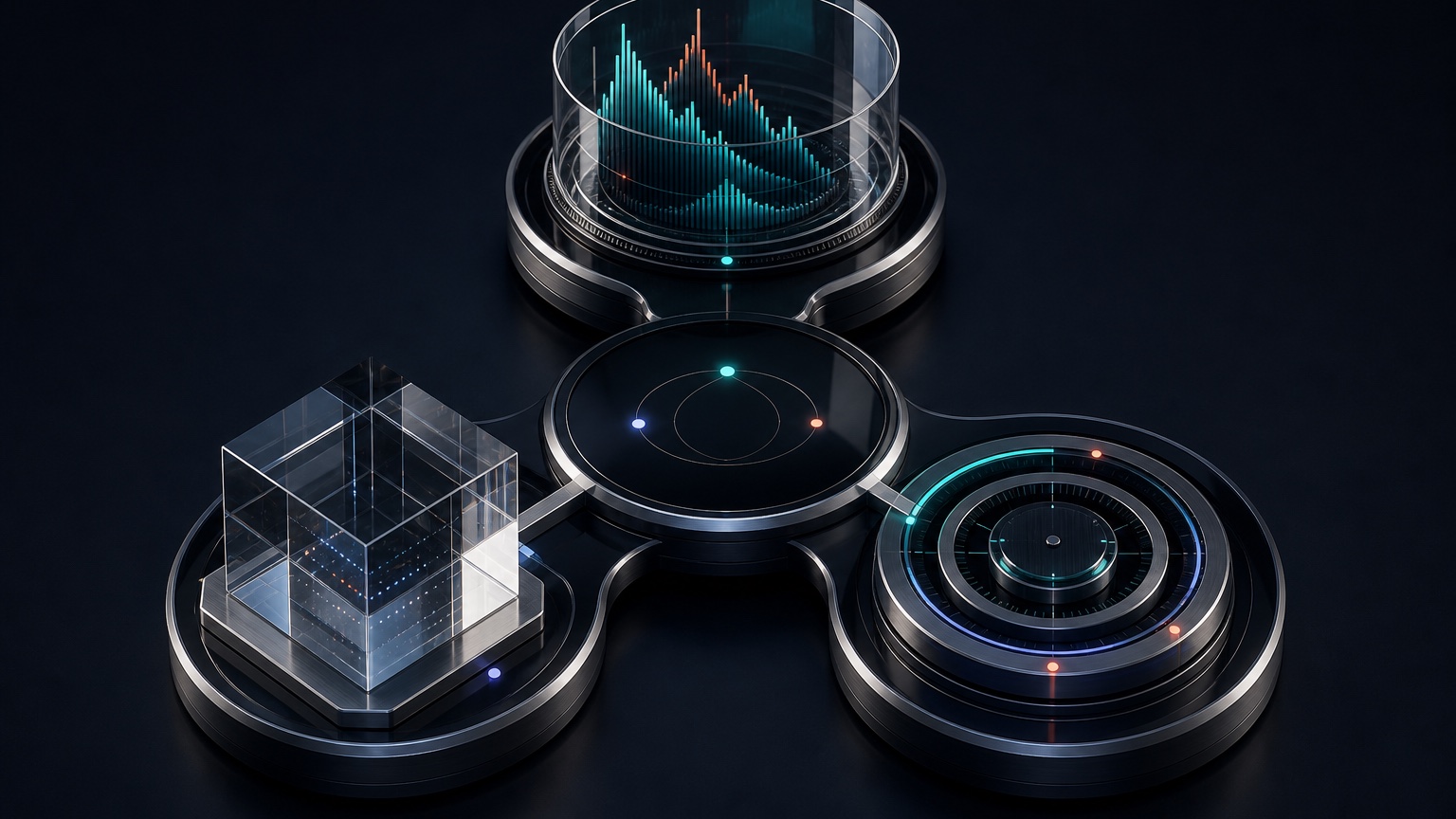 Abstract product artwork representing data, backtesting, and research validation